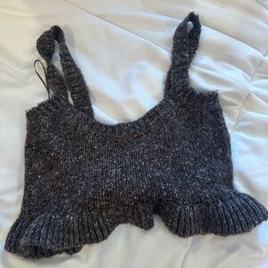 Zara Brown Knit Ruffle Top